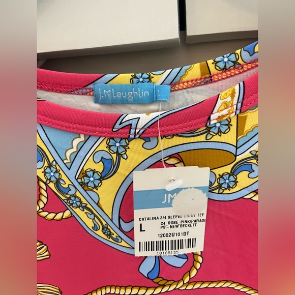 NWT J. McLaughlin Patterned Blouse | Size Large - Picture 2 of 2